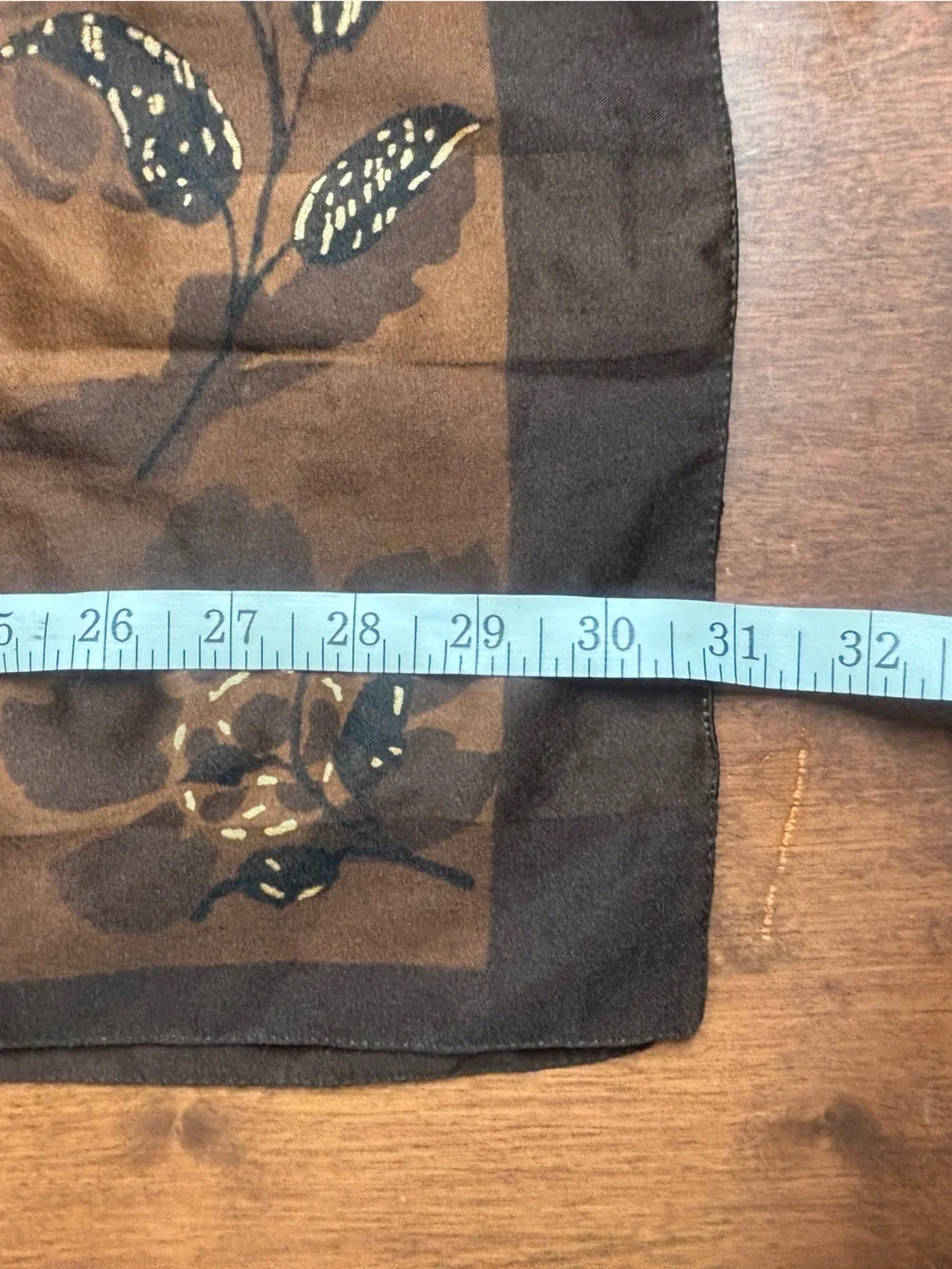 Vintage Cottagecore Earthy Brown Floral Chiffon Scarf